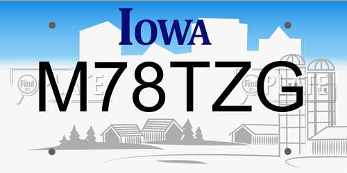 M78TZG Iowa License Plate