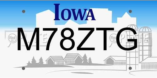 M78ZTG Iowa License Plate