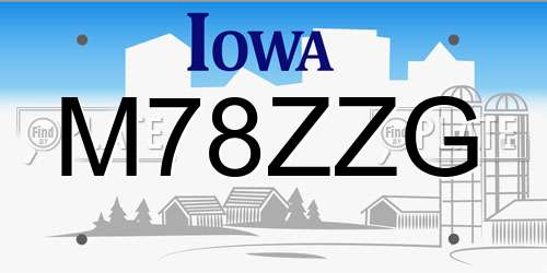 M78ZZG Iowa License Plate