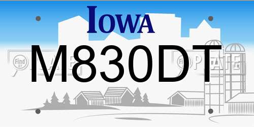 M830DT Iowa License Plate