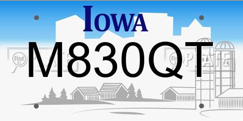 M830QT Iowa License Plate