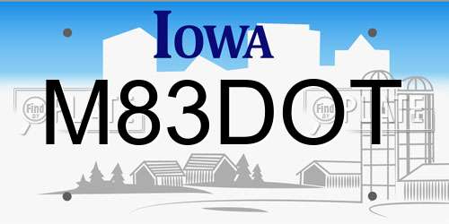 M83DOT Iowa License Plate