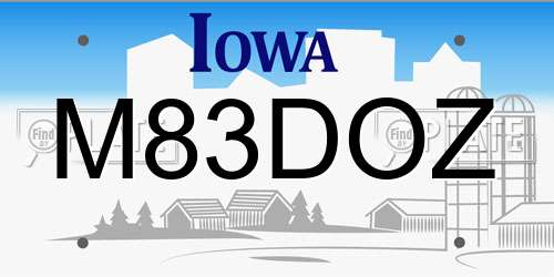 M83DOZ Iowa License Plate