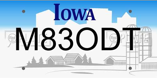 M83ODT Iowa License Plate