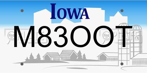 M83OOT Iowa License Plate