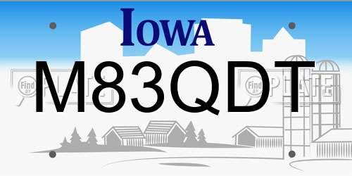 M83QDT Iowa License Plate