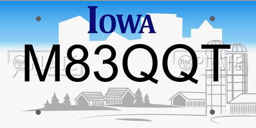 M83QQT Iowa License Plate