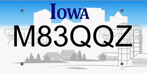 M83QQZ Iowa License Plate