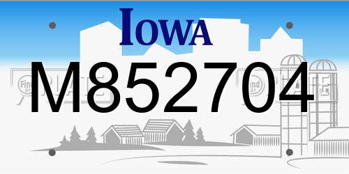 M852704 Iowa License Plate