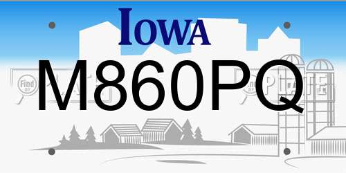 M860PQ Iowa License Plate