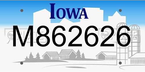 M862626 Iowa License Plate