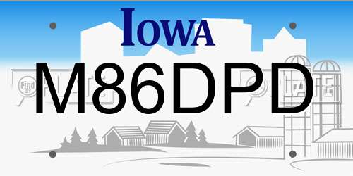 M86DPD Iowa License Plate