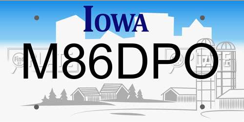 M86DPO Iowa License Plate