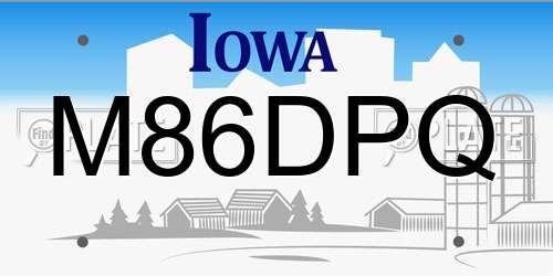 M86DPQ Iowa License Plate