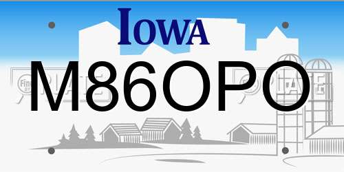 M86OPO Iowa License Plate