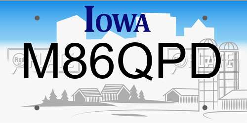 M86QPD Iowa License Plate