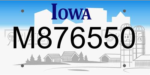 M876550 Iowa License Plate