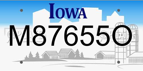 M87655O Iowa License Plate