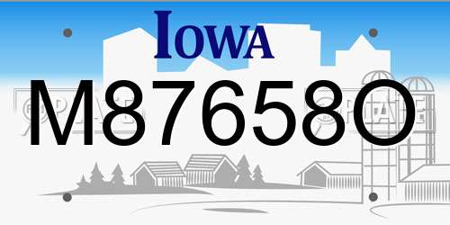 M87658O Iowa License Plate