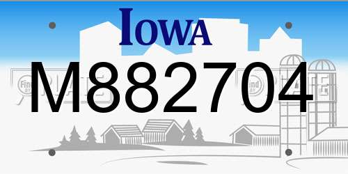 M882704 Iowa License Plate