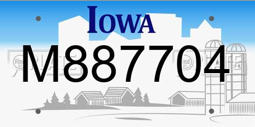 M887704 Iowa License Plate