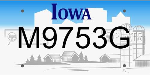 M9753G Iowa License Plate
