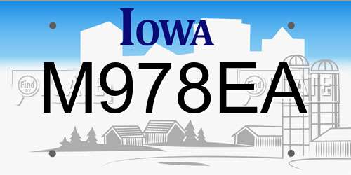 M978EA Iowa License Plate