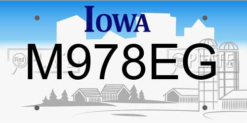 M978EG Iowa License Plate