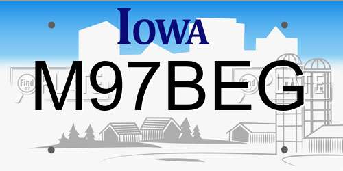 M97BEG Iowa License Plate