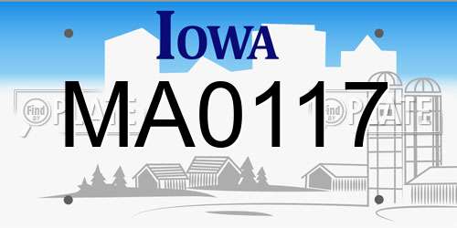 MA0117 Iowa License Plate