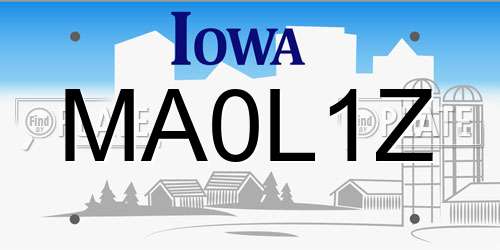 MA0L1Z Iowa License Plate