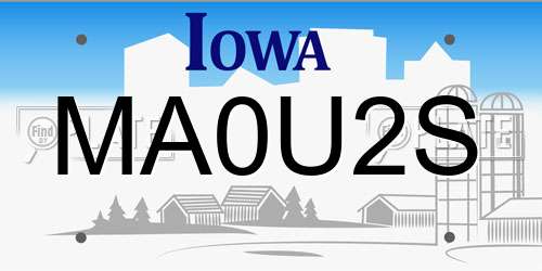 MA0U2S Iowa License Plate