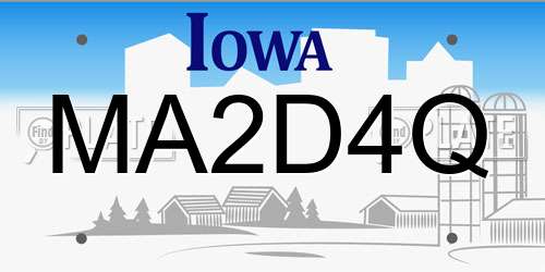 MA2D4Q Iowa License Plate