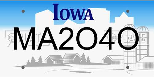 MA2O4O Iowa License Plate