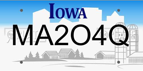 MA2O4Q Iowa License Plate
