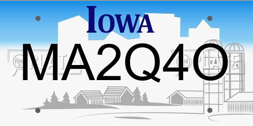 MA2Q4O Iowa License Plate