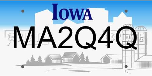 MA2Q4Q Iowa License Plate