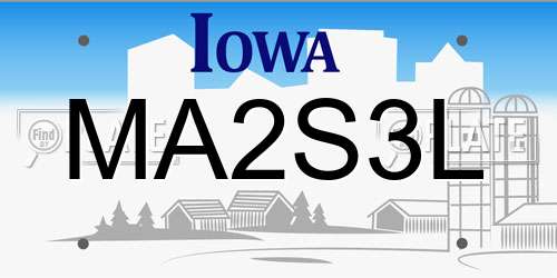 MA2S3L Iowa License Plate