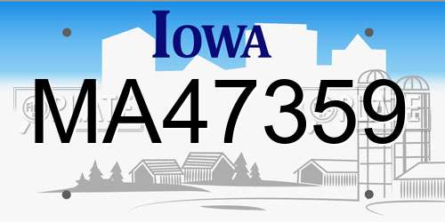 MA47359 Iowa License Plate