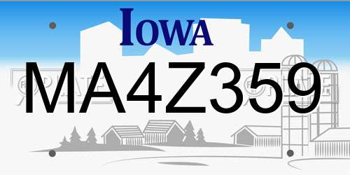 MA4Z359 Iowa License Plate