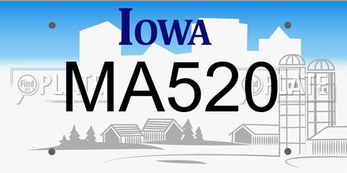 MA520 Iowa License Plate