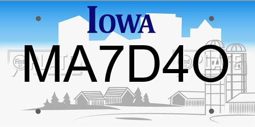 MA7D4O Iowa License Plate