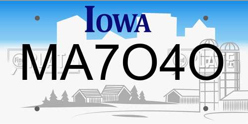 MA7O4O Iowa License Plate