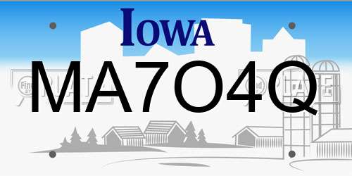 MA7O4Q Iowa License Plate