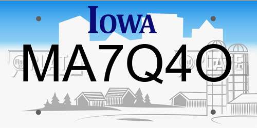 MA7Q4O Iowa License Plate