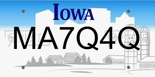 MA7Q4Q Iowa License Plate