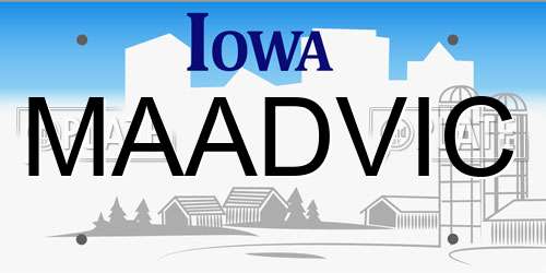 MAADVIC Iowa License Plate