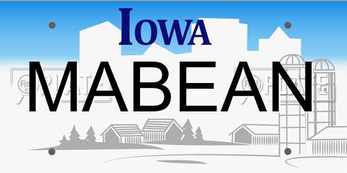 MABEAN Iowa License Plate