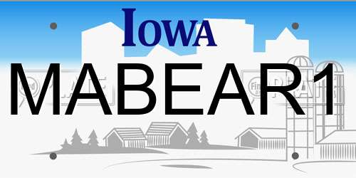 MABEAR1 Iowa License Plate