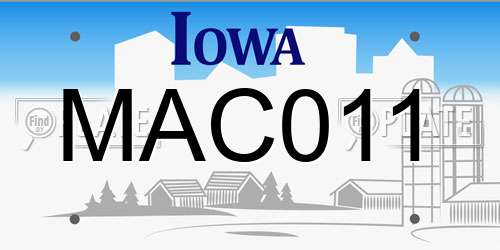 MAC011 Iowa License Plate